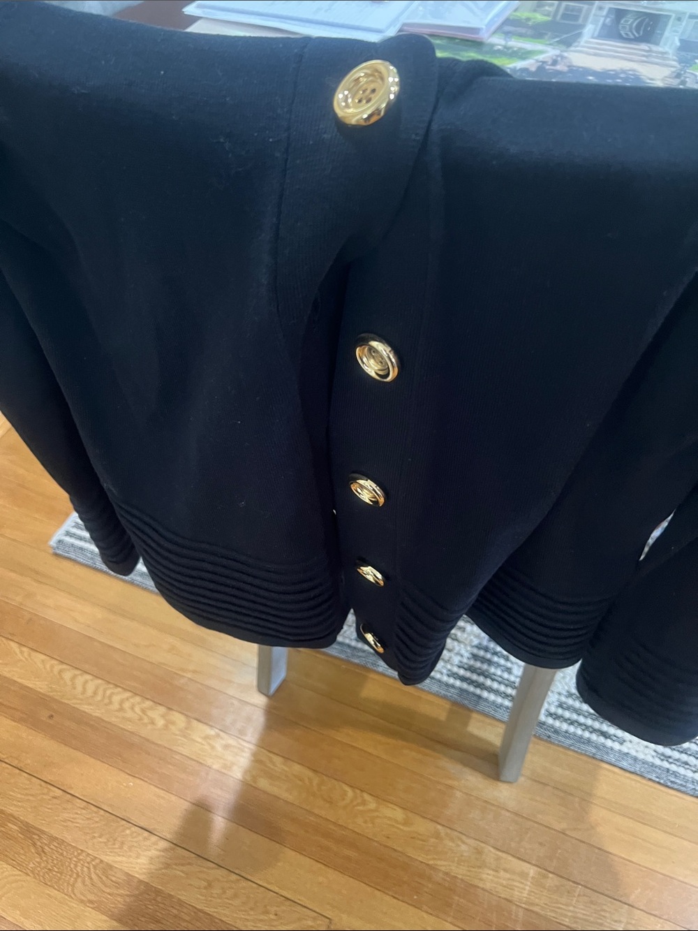 Jones New York Black Jacket with Gold Buttons